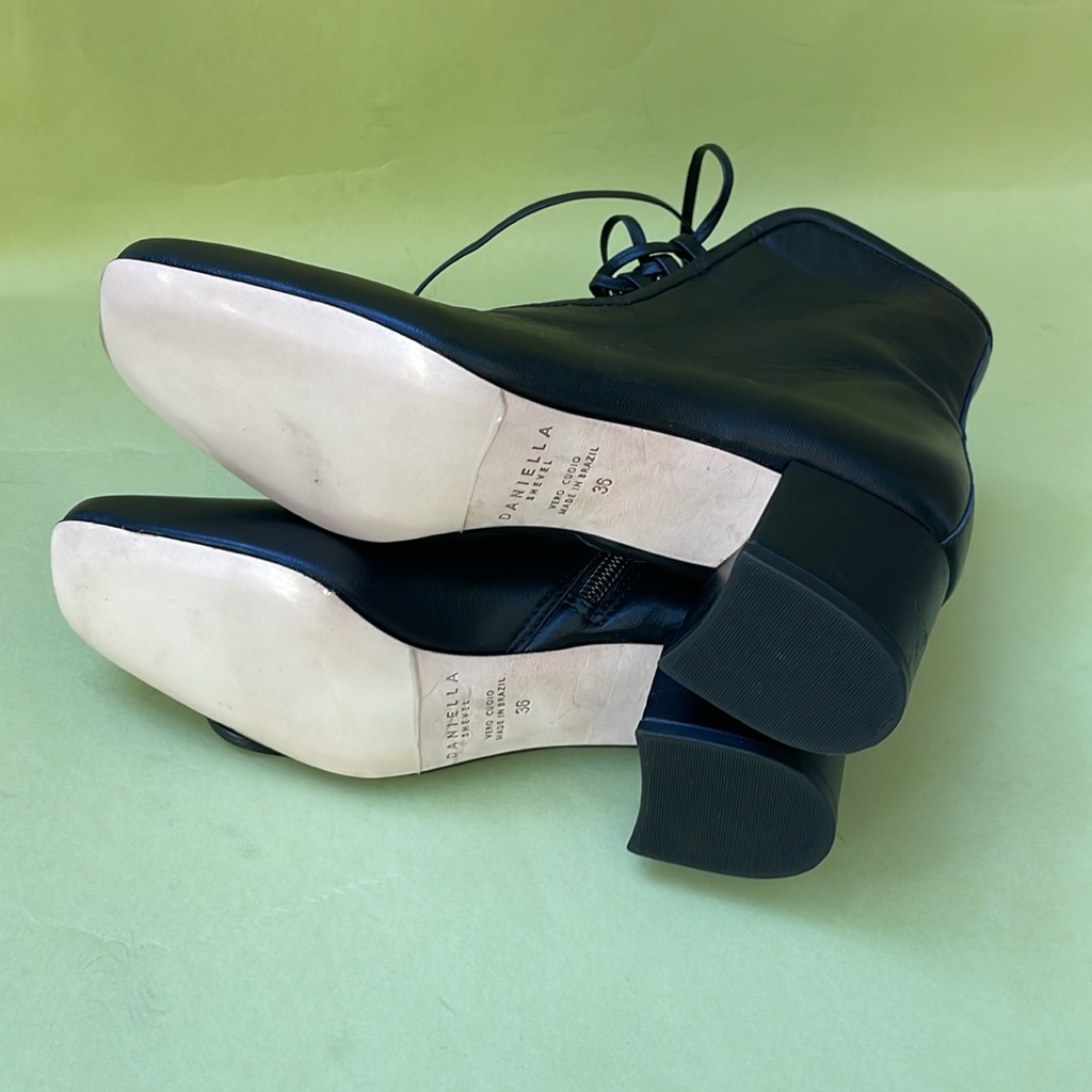 New Black Daniella Shevel Leather Booties — image 7 of 8